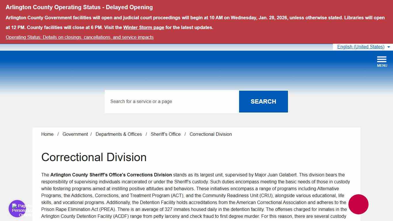 Correctional Division – Official Website of Arlington County Virginia Government
